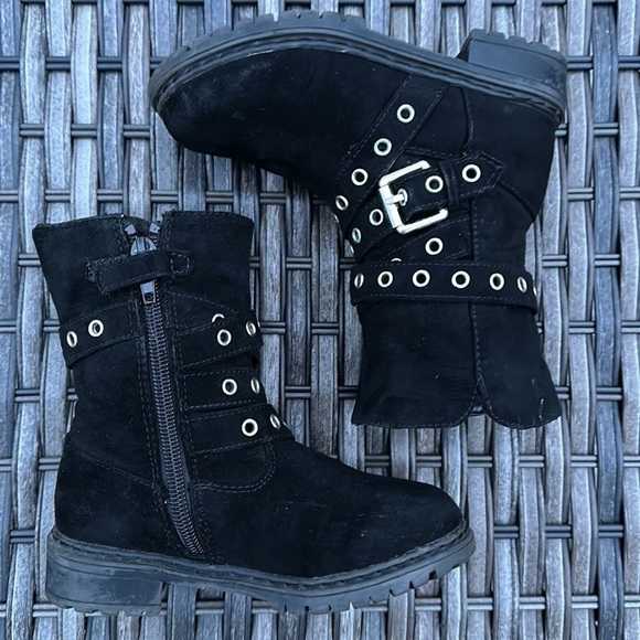 STUART WEITZMAN Toddler Luge Eyelet Black Moto Boots - Picture 7 of 16